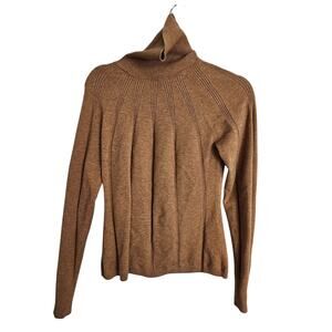 White House Black Market Sweater Knit Sweater Women M Brown Turtleneck Sweater